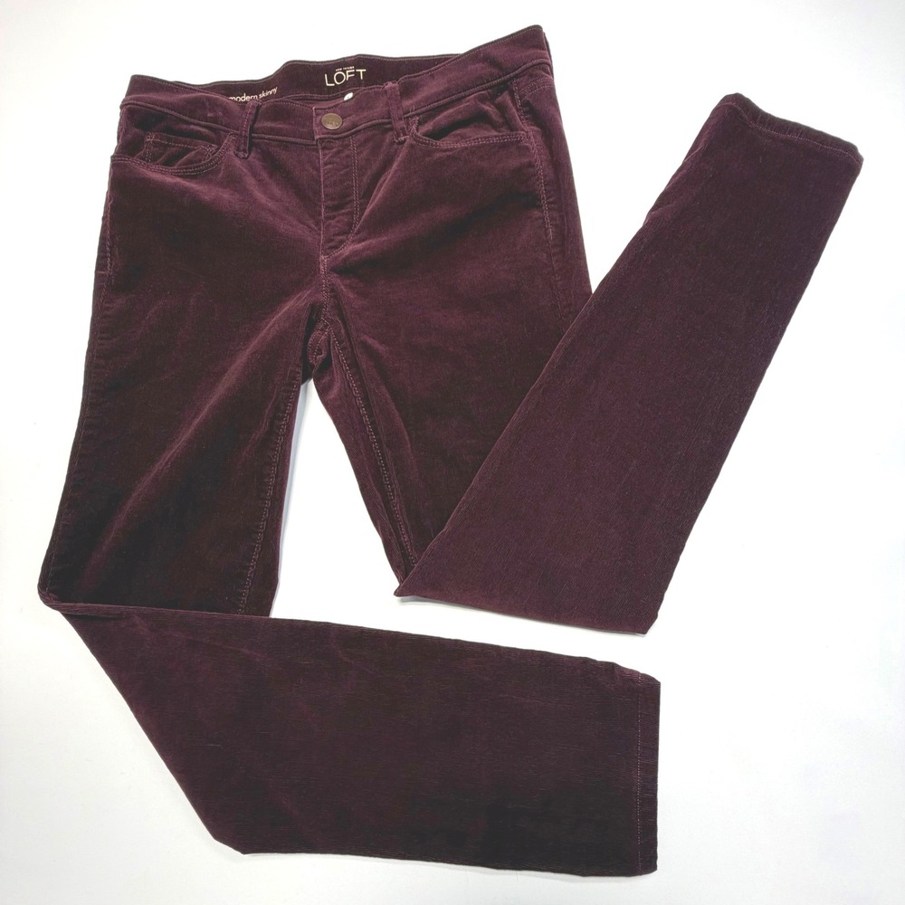 LOFT Modern Skinny Corduroy Pants – Size 8‎ / 29 – Plum Wine Stretch Cord